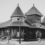 Greyscale photo of the Petrolia Library